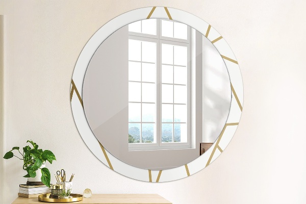 Round mirror frame with print Linear composition