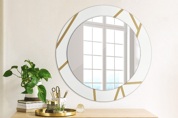 Round mirror frame with print Linear composition
