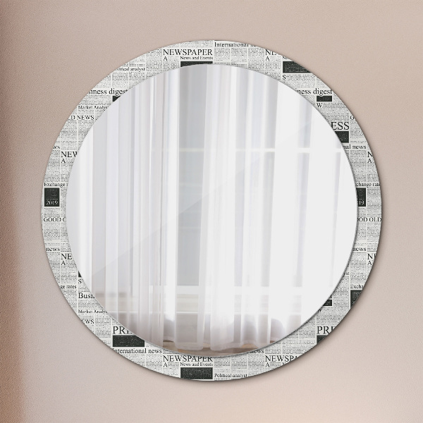 Round wall mirror decor Pattern from newspapers