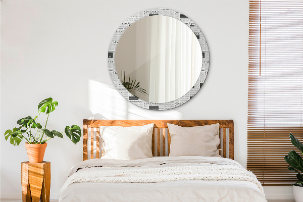Round wall mirror decor Pattern from newspapers