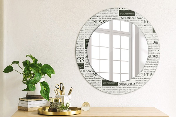 Round wall mirror decor Pattern from newspapers