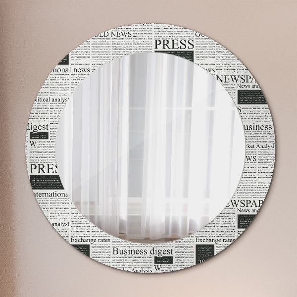 Round wall mirror decor Pattern from newspapers