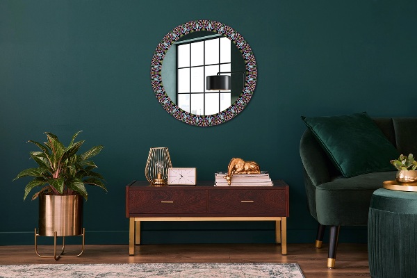 Round decorative mirror Psychedelic mandala pattern
