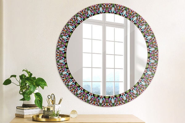 Round decorative mirror Psychedelic mandala pattern