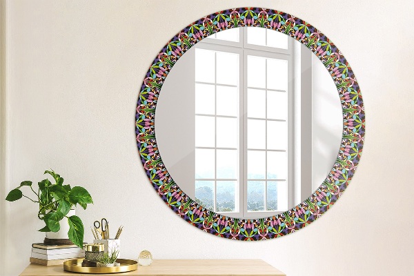Round decorative mirror Psychedelic mandala pattern