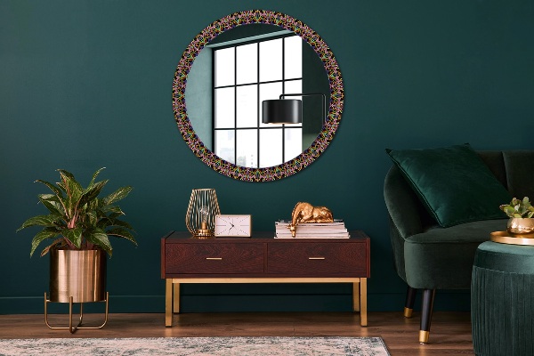 Round decorative mirror Psychedelic mandala pattern
