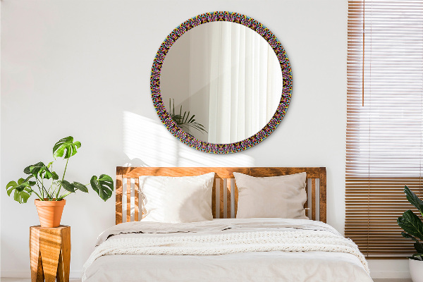 Round decorative mirror Psychedelic mandala pattern
