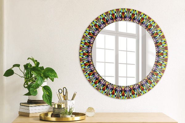Round decorative mirror Psychedelic mandala pattern