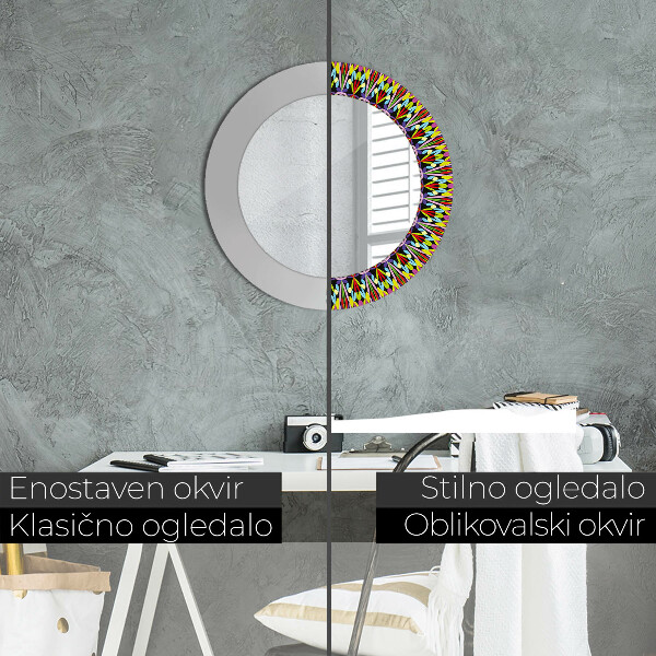 Round decorative mirror Psychedelic mandala pattern