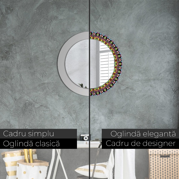 Round decorative mirror Psychedelic mandala pattern
