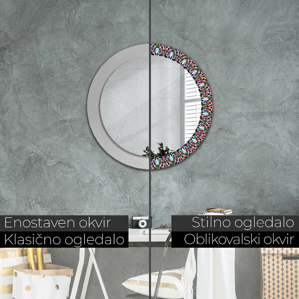 Round decorative mirror Psychedelic mandala pattern