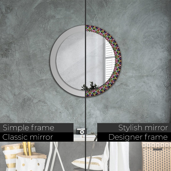 Round decorative mirror Psychedelic mandala pattern
