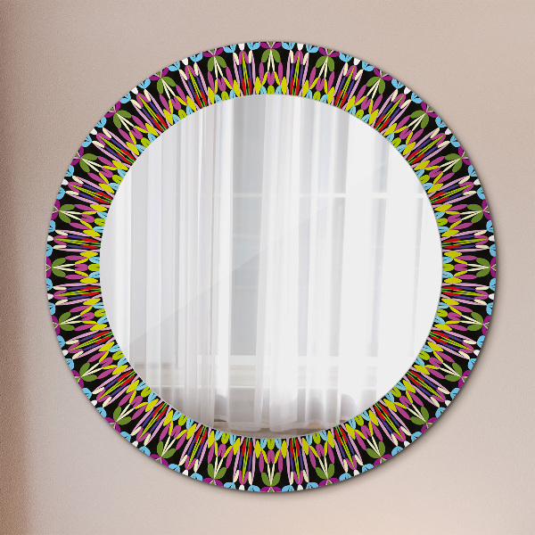 Round decorative mirror Psychedelic mandala pattern