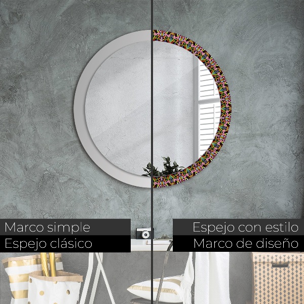 Round decorative mirror Psychedelic mandala pattern