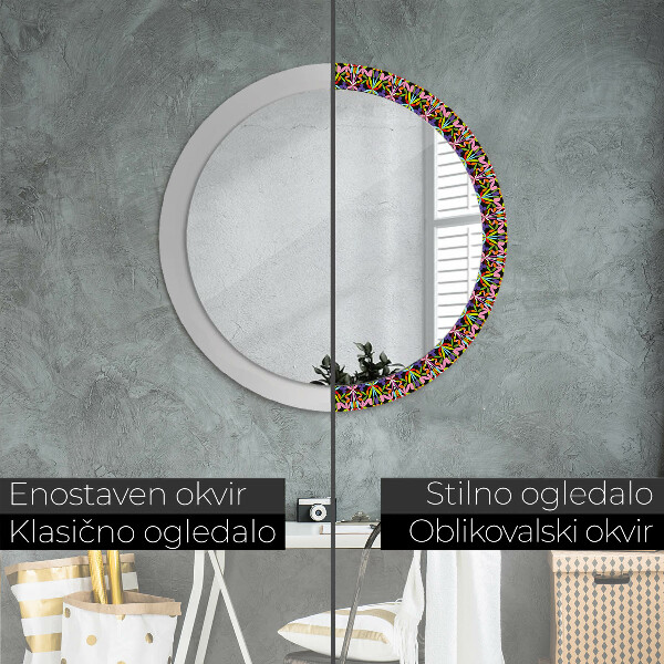 Round decorative mirror Psychedelic mandala pattern