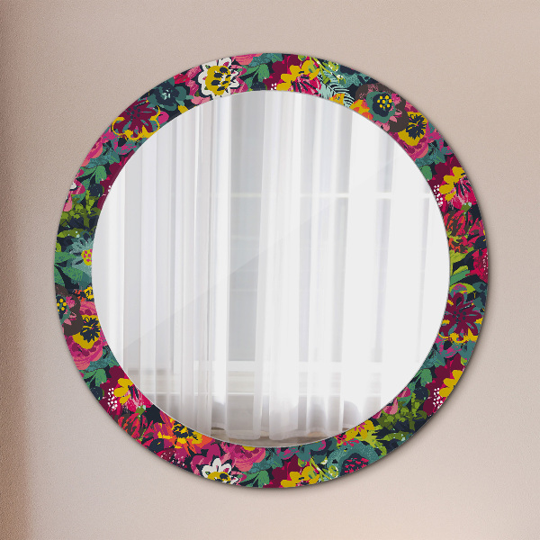 Round decorative mirror Hand -painted flowers