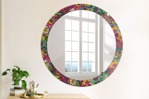 Round decorative mirror Hand -painted flowers