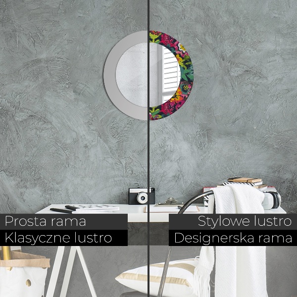 Round decorative mirror Hand -painted flowers