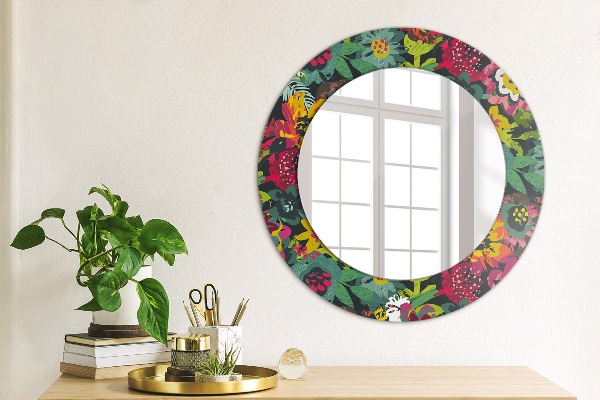 Round decorative mirror Hand -painted flowers