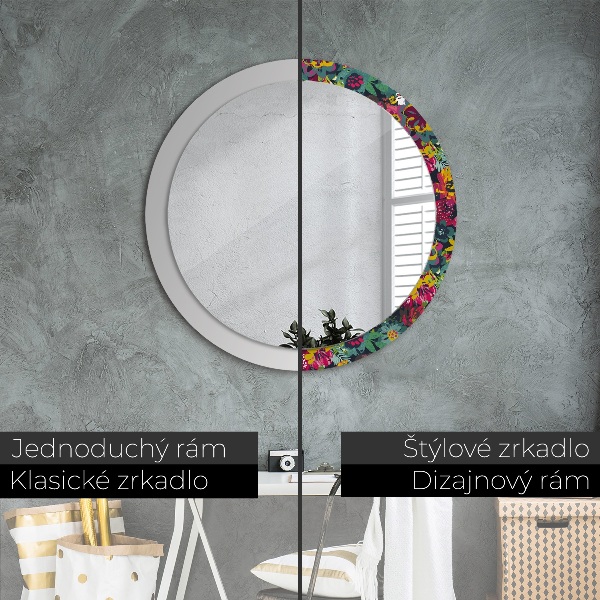 Round decorative mirror Hand -painted flowers