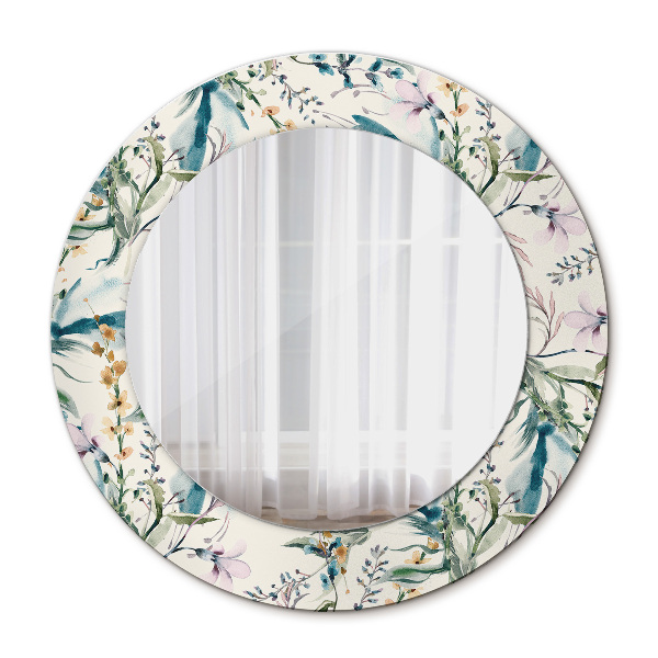 Round decorative mirror Watercolor flowers