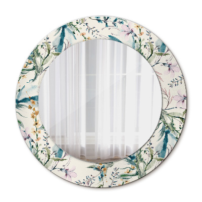Round decorative mirror Watercolor flowers