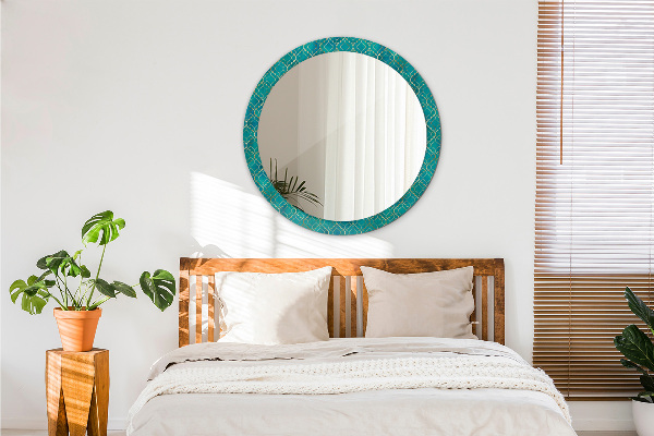 Round decorative mirror Green and gold composition
