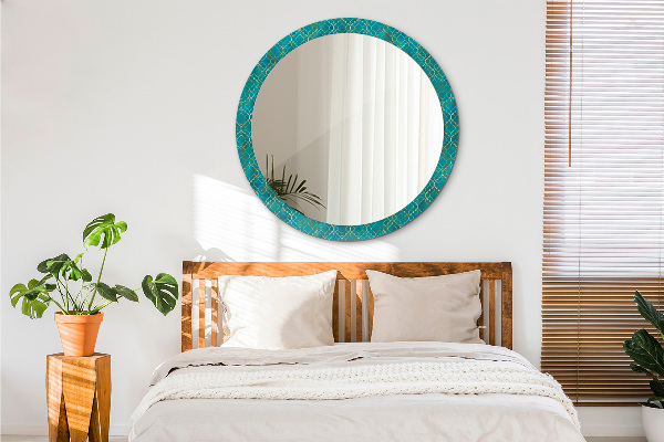 Round decorative mirror Green and gold composition