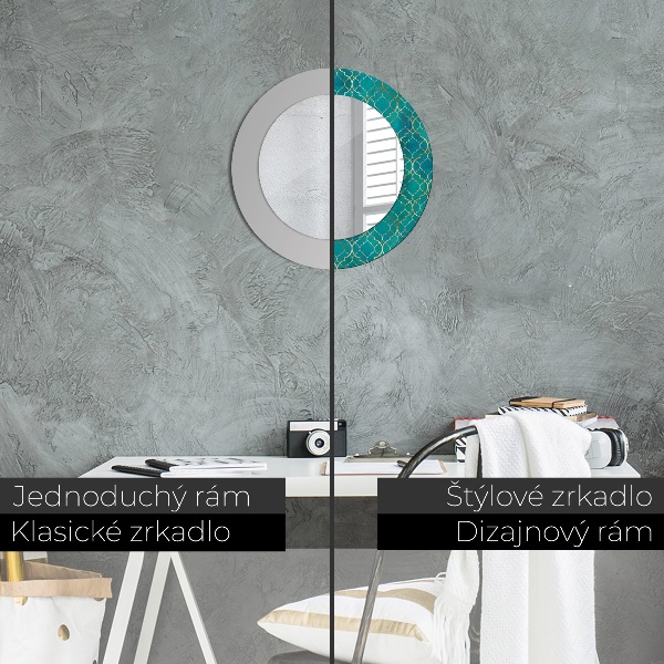 Round decorative mirror Green and gold composition