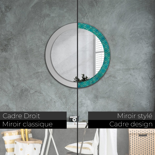 Round decorative mirror Green and gold composition