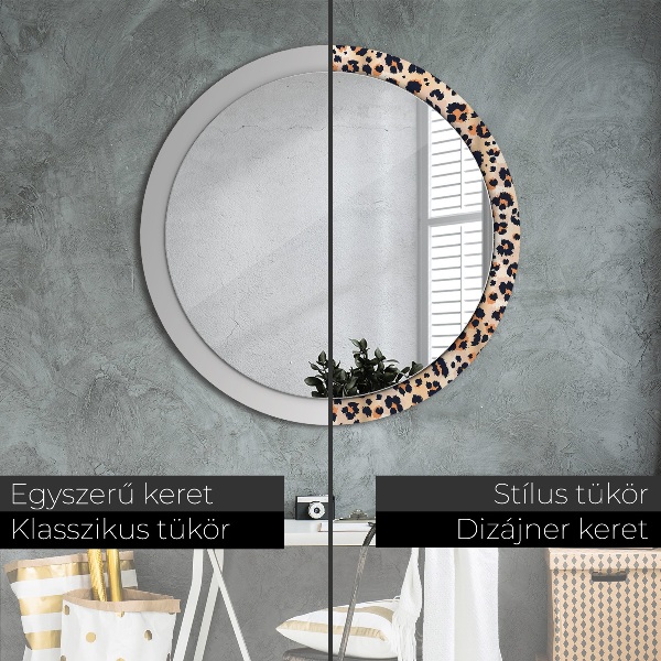 Round printed mirror Wild pattern