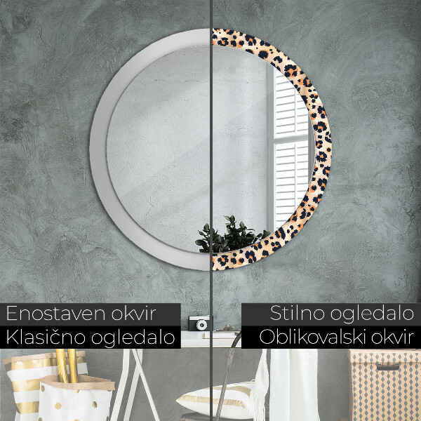 Round printed mirror Wild pattern