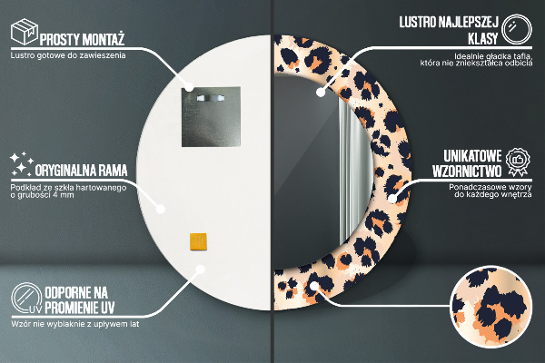 Round printed mirror Wild pattern