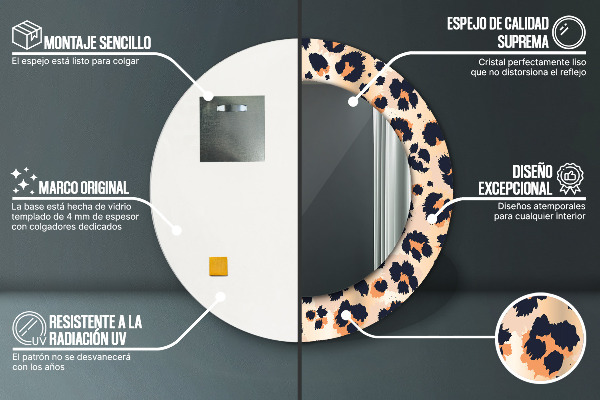 Round printed mirror Wild pattern