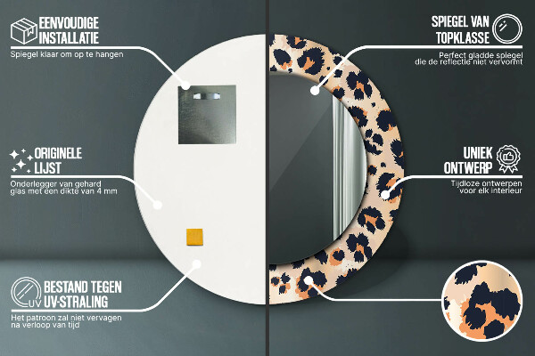 Round printed mirror Wild pattern