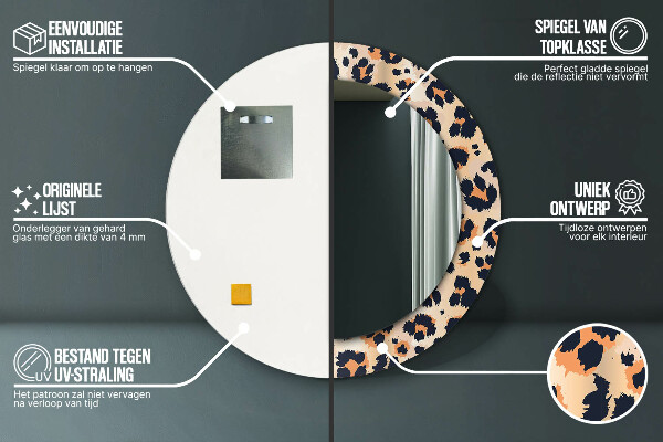Round printed mirror Wild pattern