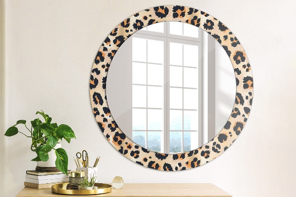 Round printed mirror Wild pattern