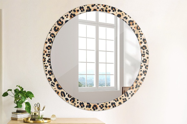 Round printed mirror Wild pattern