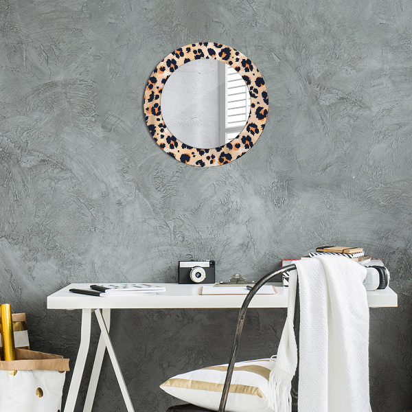 Round printed mirror Wild pattern