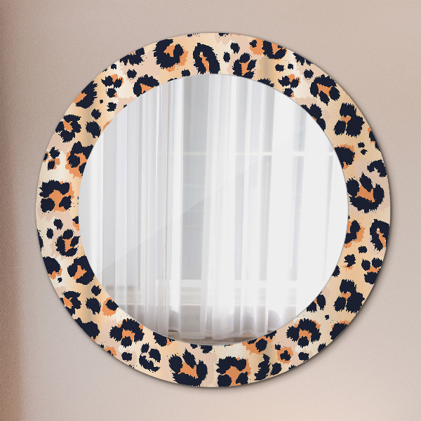 Round printed mirror Wild pattern
