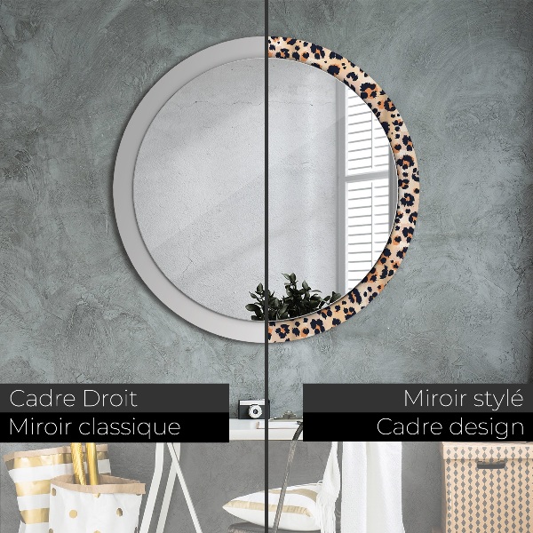 Round printed mirror Wild pattern