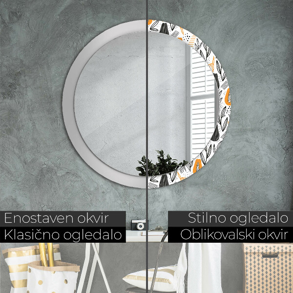 Round printed mirror Papai pattern