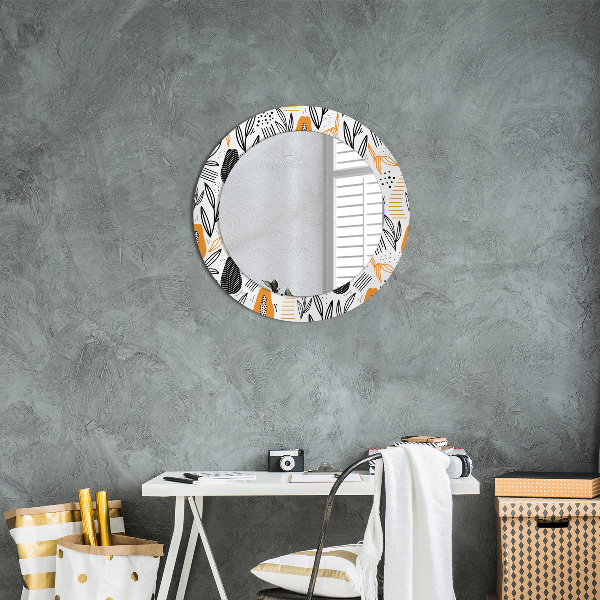 Round printed mirror Papai pattern