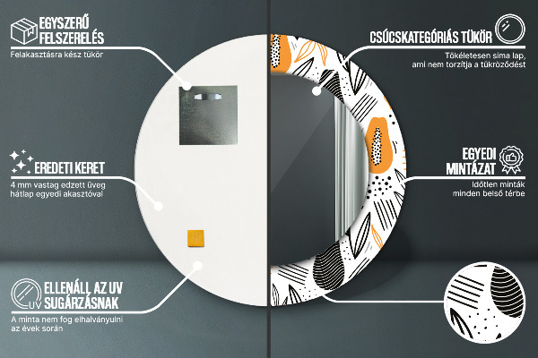 Round printed mirror Papai pattern