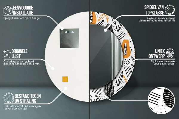 Round printed mirror Papai pattern