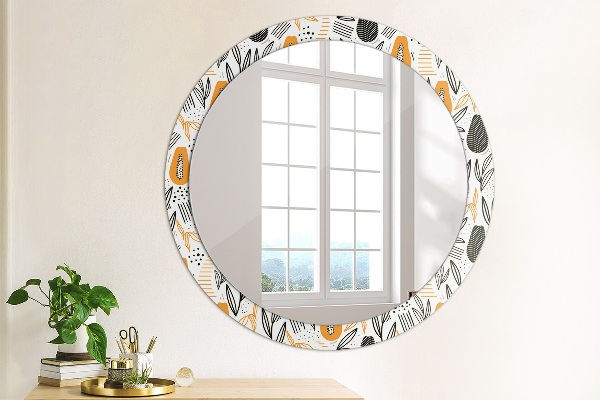 Round printed mirror Papai pattern