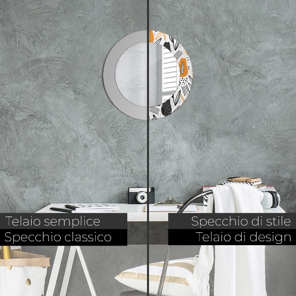 Round printed mirror Papai pattern