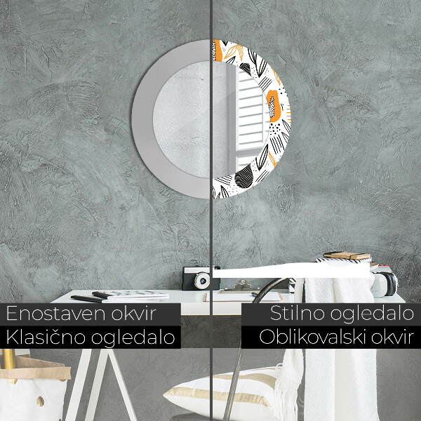 Round printed mirror Papai pattern