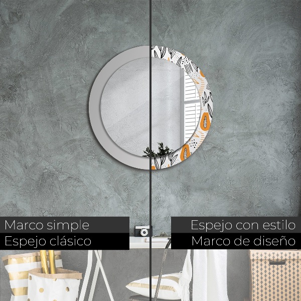 Round printed mirror Papai pattern