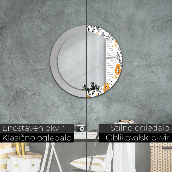 Round printed mirror Papai pattern